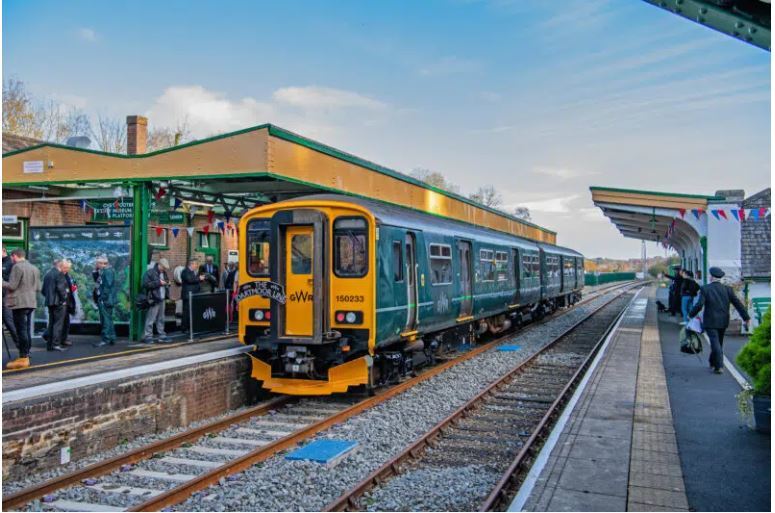 Train at Okehampton Station on the Dartmoor Line