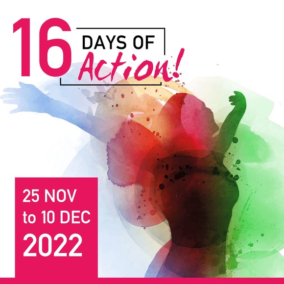 16 Days of Action graphic - 25 November to 10 December