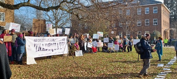 Parents and carers of children and young people with special educational needs and disabilities gathered in protest outside County Hall
