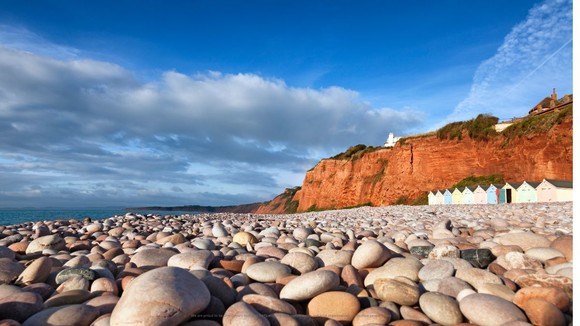 A pebbly beach in Devon