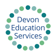 Devon education services logo Green circle of dots