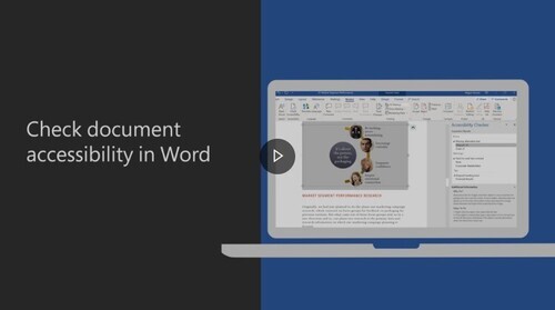 The words 'Check document accessibility in Word' with image of a document open on screen