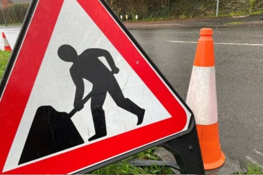 A road works sign to indicate work happening in the road