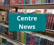 School Library Service warehouse of books on shelves with words 'Centre News'