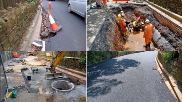 Road repairs collage