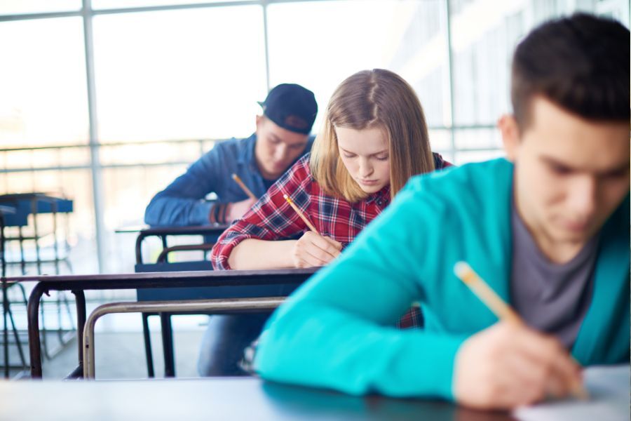 students sitting their exams