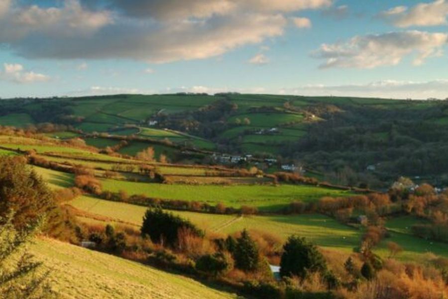 Rolling hills of the Devon landscape