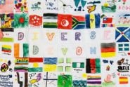 Title section of quilt made by participants at Exeter Respect 2023 to celebrate diversity