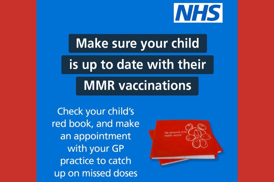 text reads, Make sure that your child is up to date with their MMR vaccinations