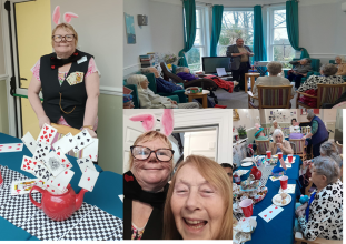 Mad hatter themed party pictures of residents