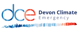 Logo with the text DCE, Devon Climate Emergency