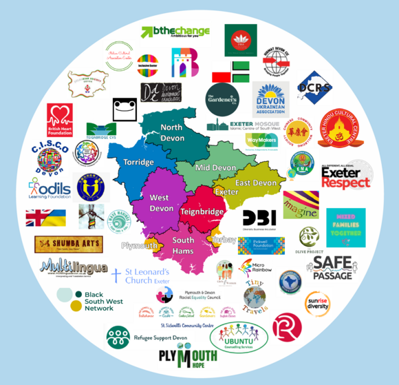 Collage of logos for voluntary organisations in Devon