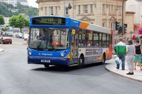 image of a stagecoach bus coming round the corner