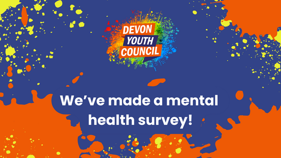 a graphic announcing a mental health survey with the Devon Youth Council logo