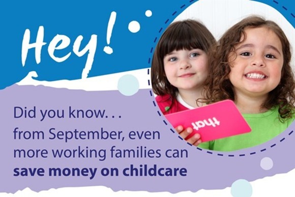 Text reads: Did you know that from September more families can save on childcare