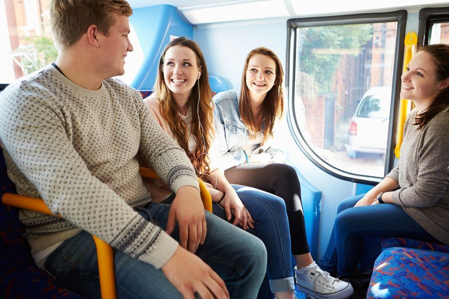 Young people on a bus