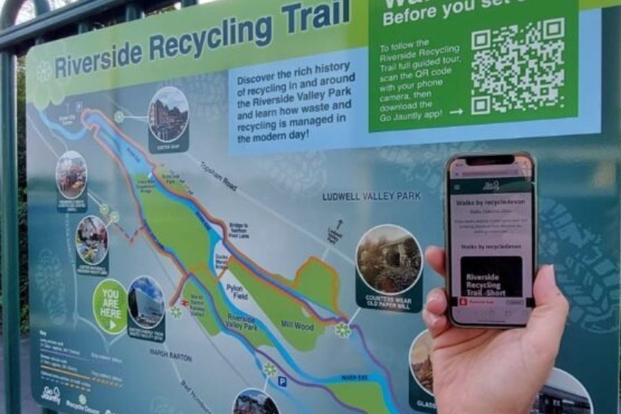 A photo of the recycling trail signage in Exeter