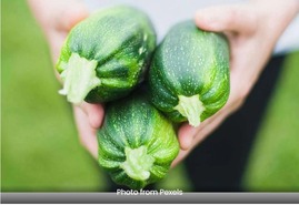 two hands holding three marrows out