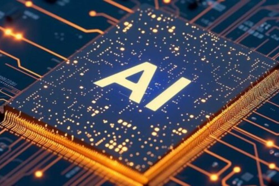 A microchip with the letters AI superimposed over it