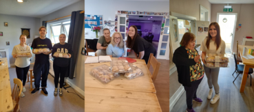 cakes and people smiling