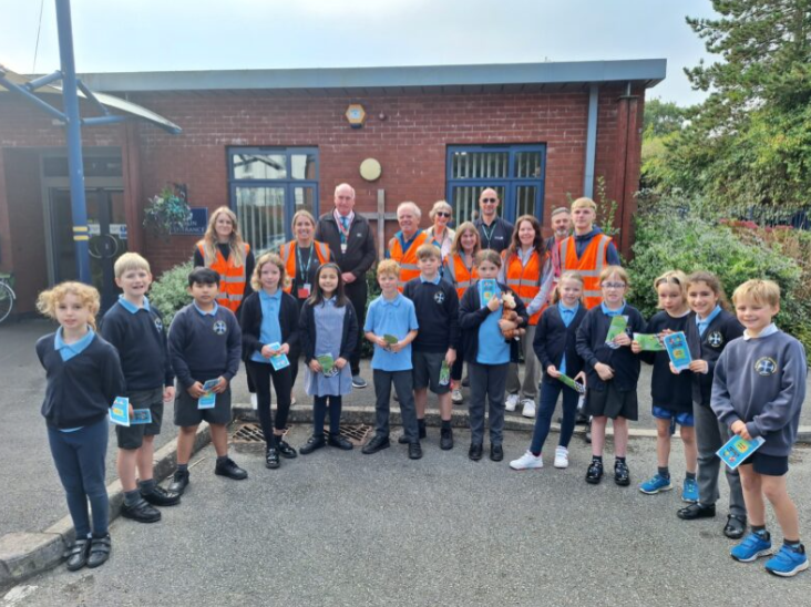 Children from St Michael’s Church of England Primary Academy in Exeter doing the new road safety course
