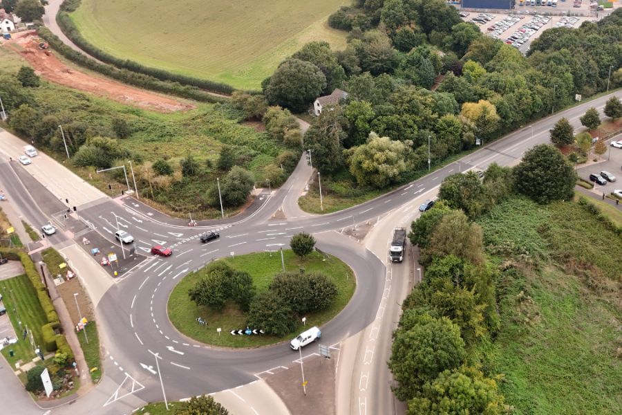 Ariel view of road works