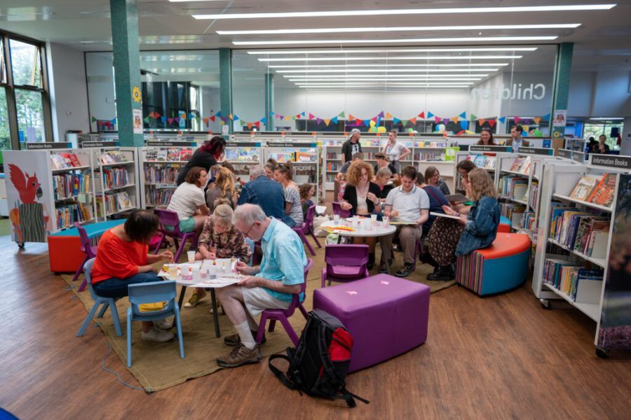 Group at a library in Devon