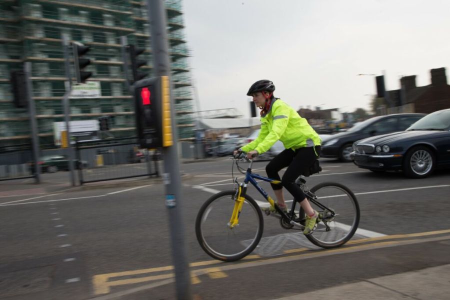 cyclist wearing hi-vis