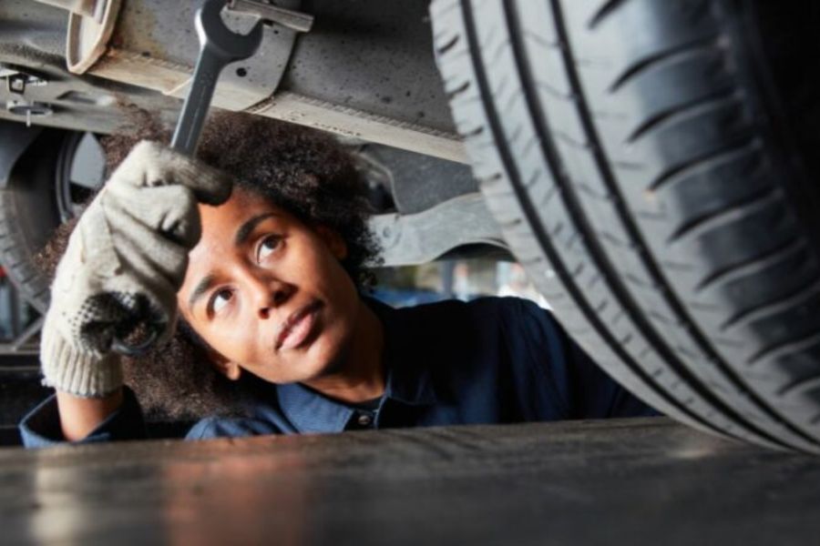 Mechanic working on a car