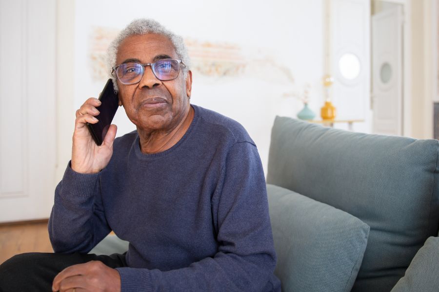 Elderly man on phone