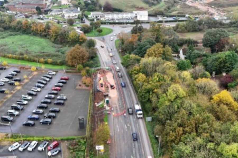 aerial view of Bad Homburg Way in Exeter