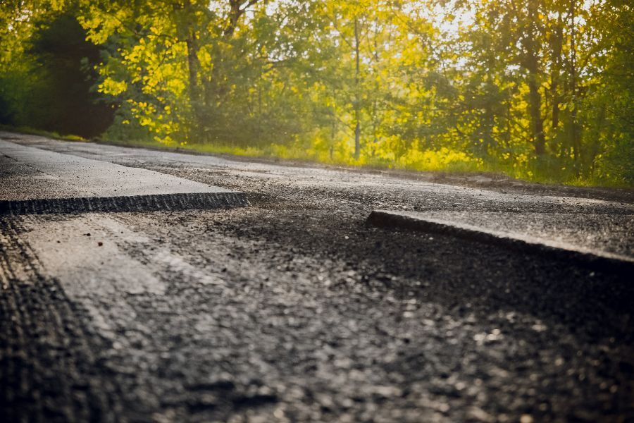 A short stretch of road being resurfaced