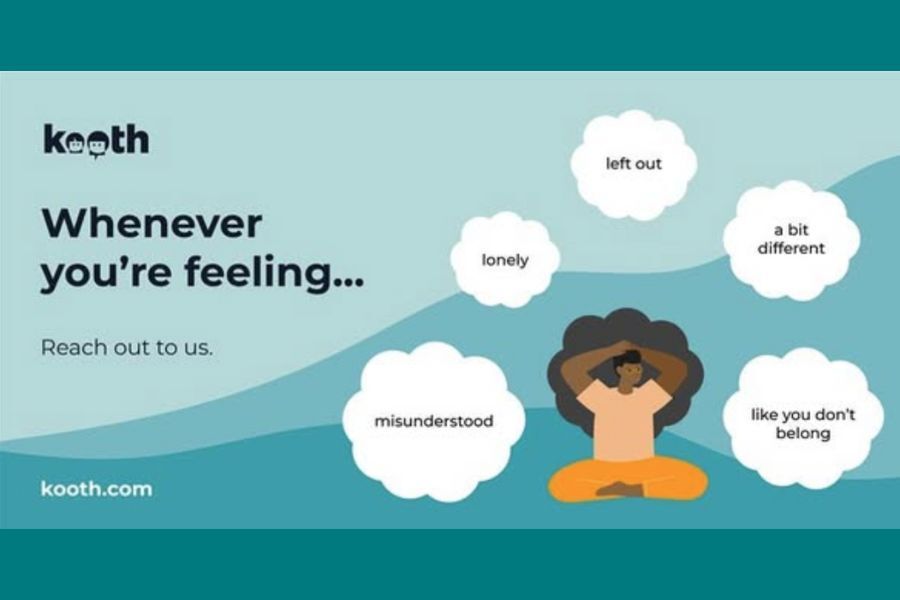 Kooth advert inviting young people to reach out to them