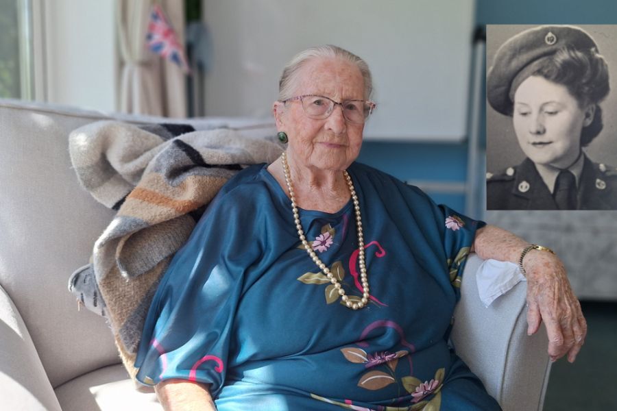 104 year old Lt Launa Mary Stevenson in her home in Exmouth