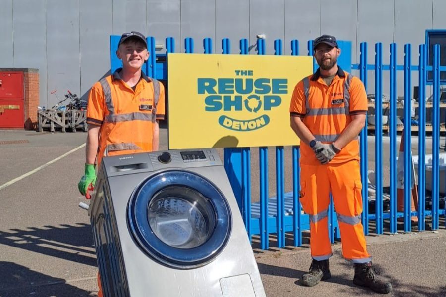 Washing machine at recycling centre shop