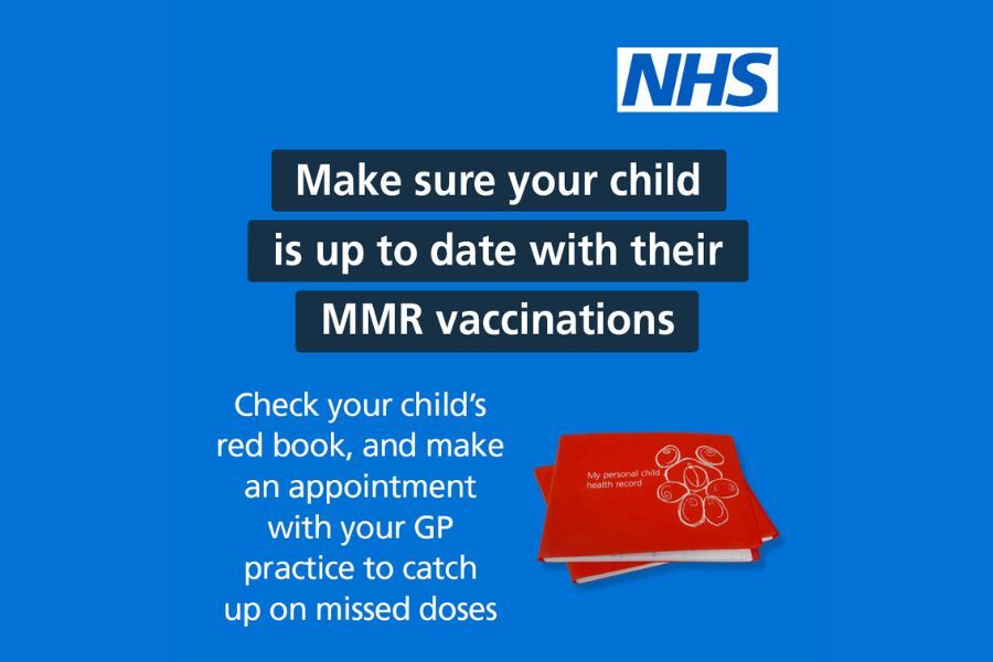 NHS advert reads Make sure your child is up to date with their MMR vaccinations.