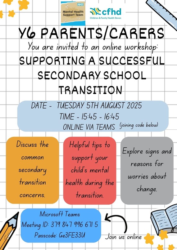 Graphic to promote the online transitions workshop on the 5 August