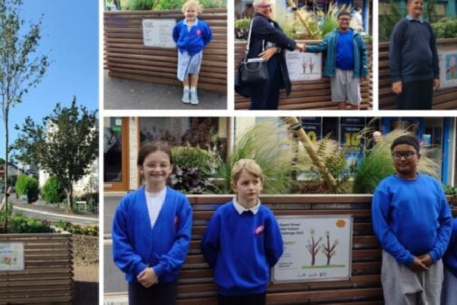 photo montage of pupils from several local schools showing their creative work for Queen Street