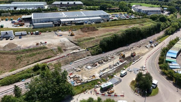 aerial view of the construction of the new railway station