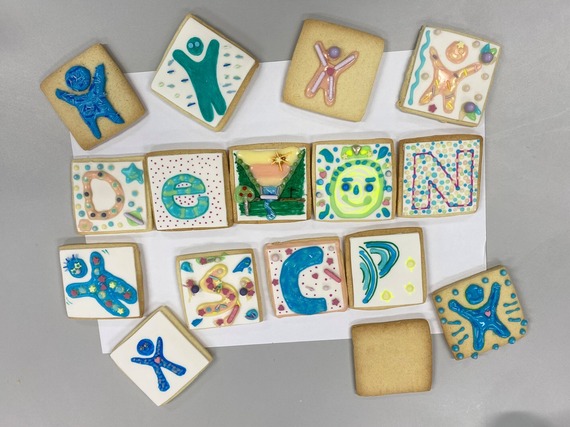 a photo of some decorated biscuits spelling out Devon SCP