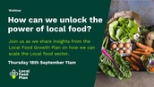 poster promoting webinar to unlock the power of local food