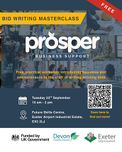 instagram post for Prosper business support bid writing workshop 
