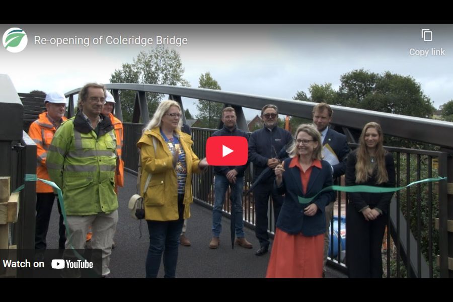 Guests attending the opening of the Coleridge footbridge in Ottery St Mary