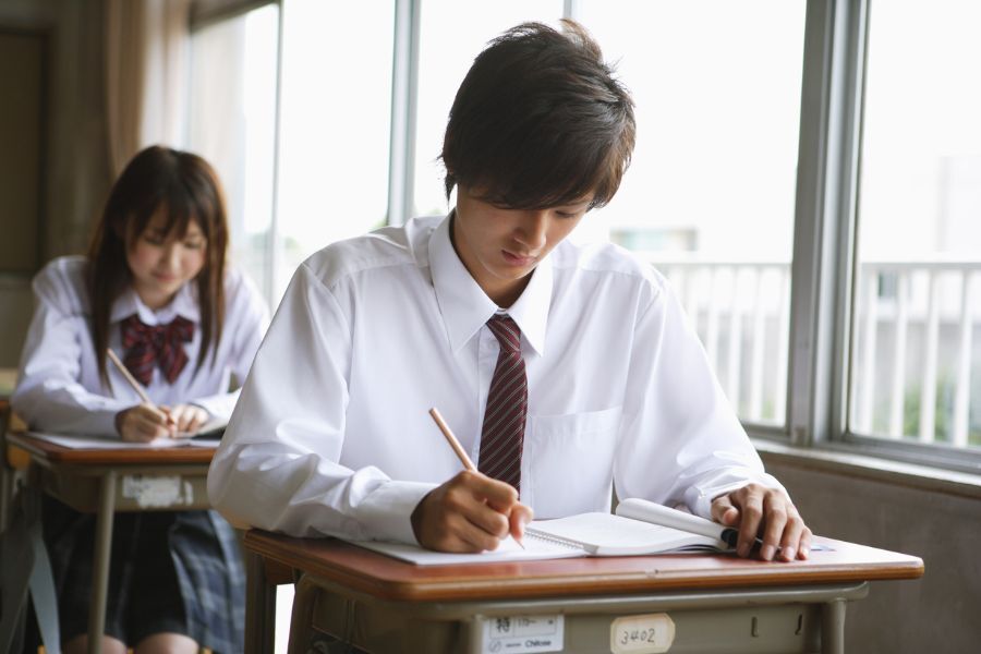 Teenage boy in class