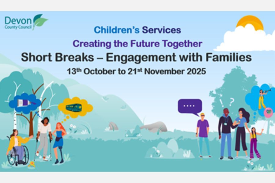 Illustration with the words Short Breaks, engagement with parents and carers