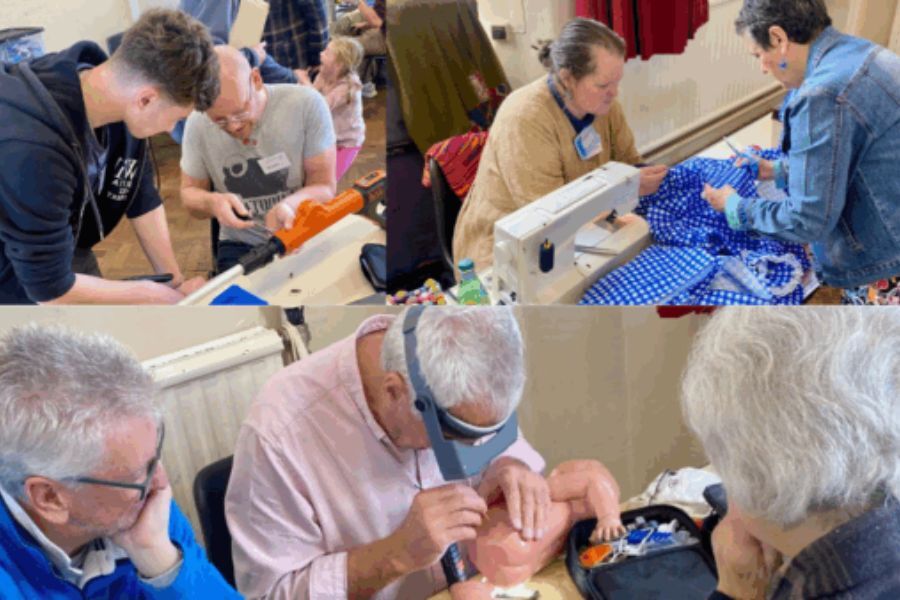 A photo montage containing four photographs taken at Repair events