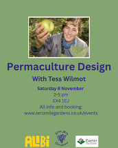 Poster advertising Permaculture Design workshop with Tess Wilmot.