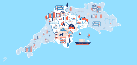 Illustrated Devon map