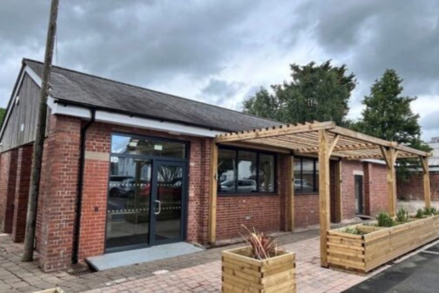 A photo of the outside of the Tiverton Work Hub