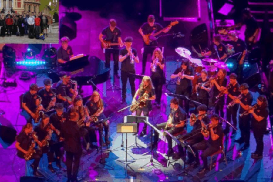 Photo of the Devon Youth Jazz Orchestra performing at Music For Youth Proms